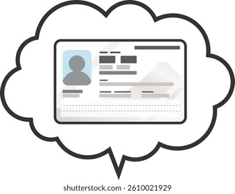 Illustration of new Individual Number Card (My Number Card) in a speech bubble. It is based on the new design that is planned to be released in 2026. Vector is transparent around the illustration.