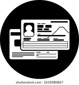 Ilustração do novo Cartão de Número Individual (Meu Cartão de Número), frente e verso. Cartão de identidade japonês baseado no novo design de 2026. O formato vetorial é preto monocromático, todas as áreas brancas são transparentes.