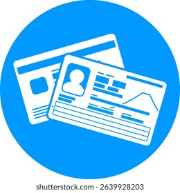 Illustration of new Individual Number Card (My Number Card), front and back. Japanese ID card based on new design from 2026. Blue and white. Vector format has transparent background.