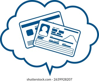 Illustration of new Individual Number Card (My Number Card), front and back. Japanese ID card based on new design from 2026. Blue and white. Vector format has transparent background.