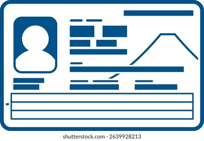 Illustration of new Individual Number Card (My Number Card), front and back. Japanese ID card based on new design from 2026. Blue and white. Vector format has transparent background.