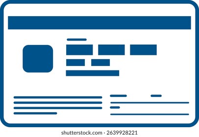 Illustration of new Individual Number Card (My Number Card), front and back. Japanese ID card based on new design from 2026. Blue and white. Vector format has transparent background.
