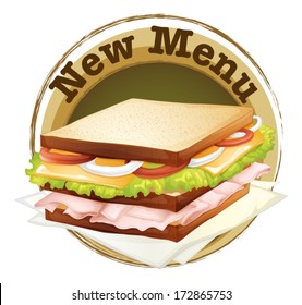 Illustration of a new menu label on a white background