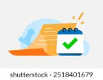 illustration of a new regulation concept, document with an approval stamp and a calendar. for implementation and approval of new policies, rules, business, legal, compliance, law, policy updates