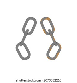 illustration of a new and rusty chain. old thing. flat cartoon style. vector design