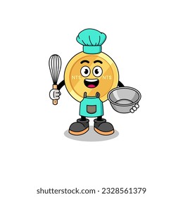 Illustration of new taiwan dollar as a bakery chef , character design