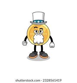 Illustration of new taiwan dollar cartoon with i want you gesture , character design