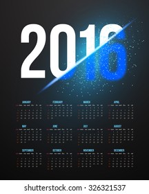 Illustration of New Year 2016 Calendar with Explosion Effect. Happy New Year Vector Background