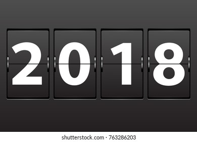 Illustration New Year 2018 date. Set of numbers on a mechanical timetable. Vector.