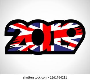 Illustration of New Year 2019 with the theme of the English flag