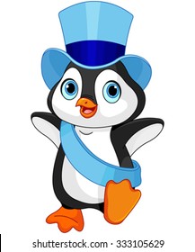 Illustration of New Year baby penguin 