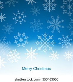 Illustration New Year Blue Background with Snowflakes - Vector