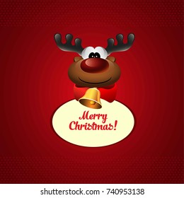Illustration of a New Year and Christmas card with a deer character.