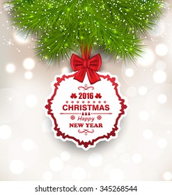 Illustration New Year Glowing Background, Christmas Greeting Card - Vector