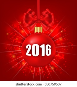 Illustration New Year Glowing Background with Christmas Balls - Vector