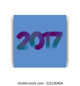 Illustration new year number 2017, gradient multicolored, colorful green blue violet, calendar design typography, isolated on background, vector eps 10