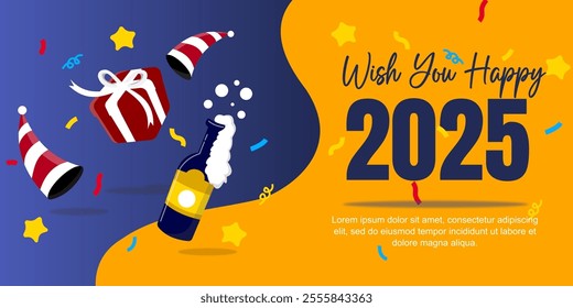 illustration new year party. vector illustration banner. christmas, new year, party.