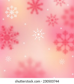 Illustration New Year pink wallpaper with snowflakes - vector