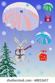 ilustración con conejo de año nuevo