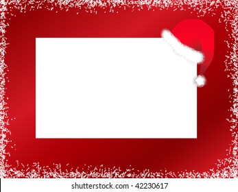 Illustration of New Year template with Santa hat against red background with snow