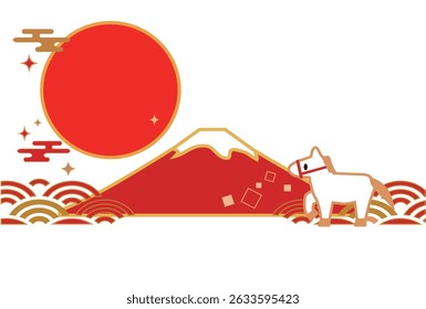Illustration of a New Year's card for the Year of the Horse 2026.