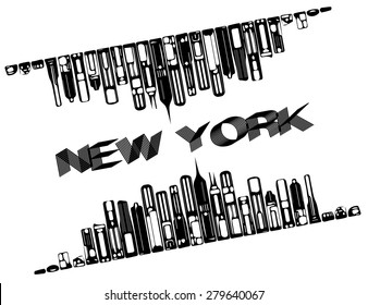 Illustration of New York City in grayscale