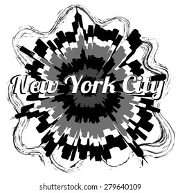Illustration of New York City in grayscale
