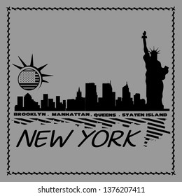 Illustration of New York City with the shadow of a skyscraper
