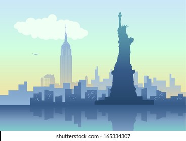 An illustration of New York City skyline