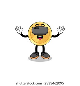 Illustration of new zealand dollar with a vr headset , character design