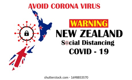 illustration new zealand social distancing, avoid corona virus / covid 19.