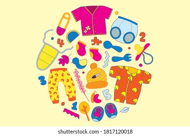 Illustration of Newborn Essentials for Baby Girl