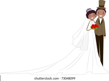 Illustration of a Newlywed African American Couple