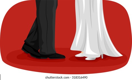 Illustration of a Newlywed Couple Doing a Wedding Dance