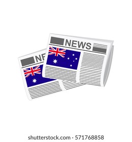 Illustration of Newspapers, Australia Flags, Newspapers with Australia Flags