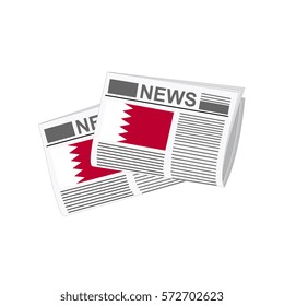 Illustration of Newspapers, Newspapers with Bahrain Flags
