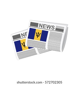 Illustration of Newspapers, Newspapers with Barbados Flags
