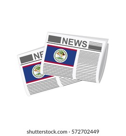 Illustration of Newspapers, Newspapers with Belize Flags