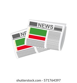 Illustration of Newspapers, Chechen Republic Flags, Newspapers with Chechen Republic Flags