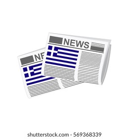 Illustration of Newspapers, Greece Flag, Newspapers with Greece Flag