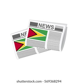 Illustration of Newspapers, Guyana Flag, Newspapers with Guyana Flag