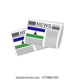 Illustration of Newspapers, Newspapers with Lesotho Flags