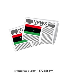 Illustration of Newspapers, Newspapers with Libya Flags