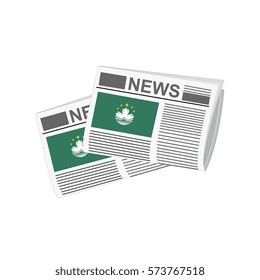 Illustration of Newspapers, Newspapers with Macau Flags