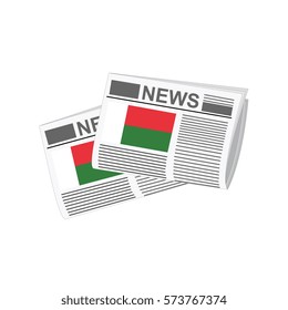 Illustration of Newspapers, Newspapers with Madagascar Flags