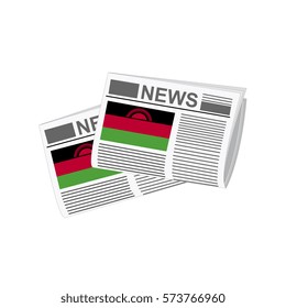 Illustration of Newspapers, Newspapers with Malawi Flags