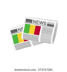 Illustration of Newspapers, Newspapers with Mali Flags
