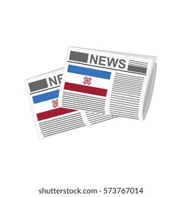Illustration of Newspapers, Newspapers with Mari El Flags