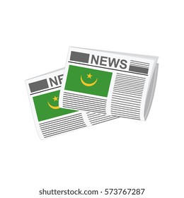 Illustration of Newspapers, Newspapers with Mauritania Flags