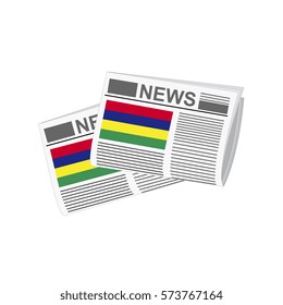 Illustration of Newspapers, Newspapers with Mauritius Flags